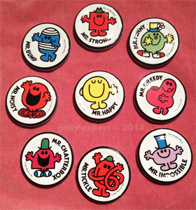 Complete set of Mr Men jar lids